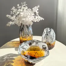 フラワーベース ガラス グラデーション アンバー アメリカン風 上品 おしゃれ リビング 玄関 生け花 インテリア 置物