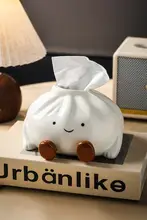 包子デザインの陶製ティッシュボックス【インテリア装飾用】