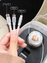 車載充電器3in1【Apple 15・Huawei対応・伸縮式充電ケーブル・多頭タイプ】