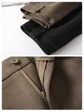 カフェブラウンのワイドレッグパンツ【秋冬用・厚手ウール・おしゃれな外出用】