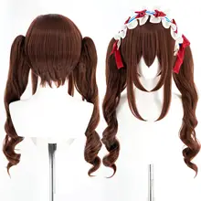 双馬尾のブラウンコスプレウィッグ【アミヤ風・分体タイプ・自然なスタイル】