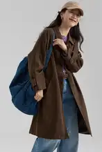 春季新作 無地 天絲トレンチコート【女性用・ゆったり・ロング丈・シングルボタン】