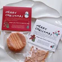 クリスマス用 お菓子飾り カートゥーン  デザインのジンジャーブレッドマンと雪だるま【両面・クリスマスハッピー・英文表記】