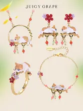 可愛い猫デザインのジュエリーアクセサリー【リング・ネックレス・ブレスレット・イヤリング・贈り物用】（セットアップ対応）