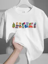 ユニークなプリントデザインの半袖Tシャツ【カジュアル・ルーズフィット・カップル向け】