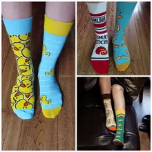 男女兼用 不対称カジュアルソックス【オリジナルデザイン・カートゥーン・中高筒・コットン】（セットアップ対応）