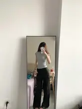 高身長向けのブラックストレートワークパンツ【ハイライズ・フィット・ドレープ感】（セットアップ対応）