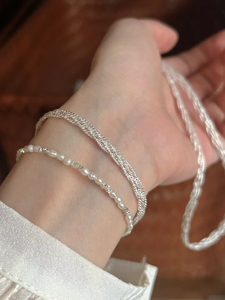 S925純銀製 編み込みデザインブレスレット【女性用・高級感・贈り物】