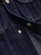 牛仔棉カラー切り替えデザイン ジャケット【女性用・ポケット付き・秋向け】