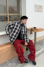 高級ダブルサイドチェックコットンジャケット【ストリートスタイル・カジュアルデザイン】（セットアップ対応）