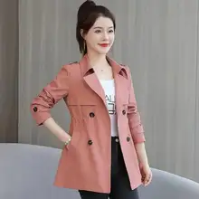 レディース中丈トレンチコート【ウエスト絞り・高級感・春秋用】