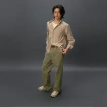 カジュアルな微喇ブランケットパンツ【着心地抜群・グリーン・ネイビー・軽量】（セットアップ対応）