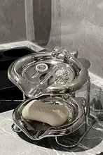 Tlife Lakespy セラミック製二層石鹸置き【バタフライデザイン・おしゃれなバスルーム用】