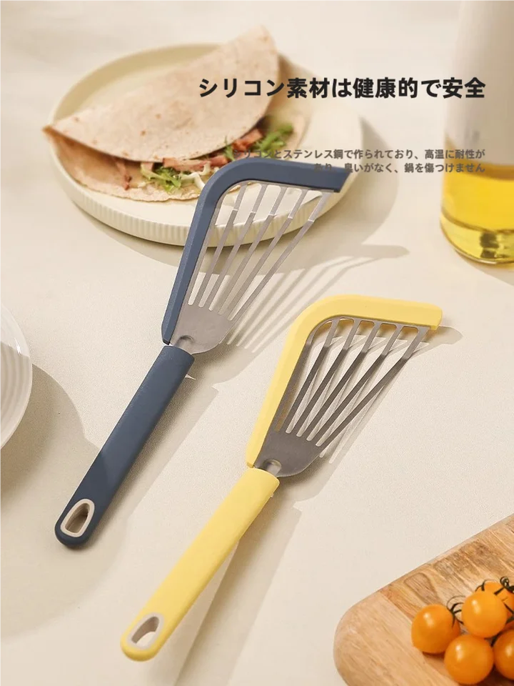 シリコン製 バタフライフライ返し【家庭用・簡単洗浄・ノンスティック・フライパン用】