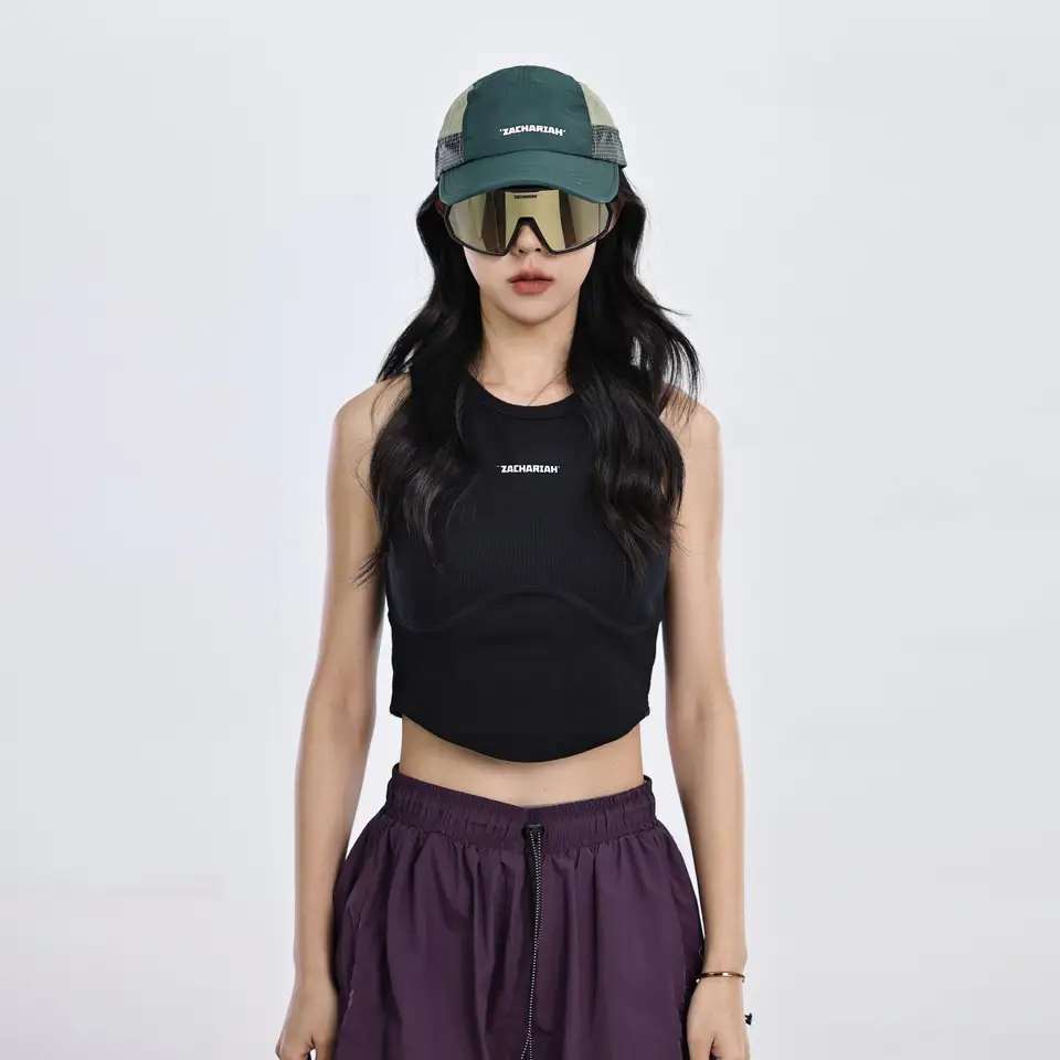 キャップ ユニセックス ブラック ストライプ バイカラー 速乾 軽量 UVカット アウトドア オールシーズン 「ZACHARIAH」