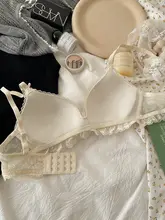 フラワー柄レースブラジャー【ノー打孔・三角カップ・レトロデザイン・小胸向け・防下垂】