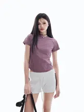 Tシャツ レディース 半袖 速乾 ラグラン袖 丸首 短丈 着痩せ フィット スポーツ 夏