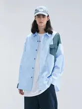 カラーコンビネーションのメンズ長袖シャツ【オーバーサイズ・春秋用・薄手・ゆったりデザイン】（セットアップ対応）