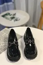 厚底レディースローファーシューズ【水晶装飾・合皮・春用・イギリス風】