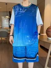 グラデーションカラー アイスシルク半袖Tシャツ＆ショートパンツ【夏用・カジュアル・バスケットボール】（セットアップ対応）