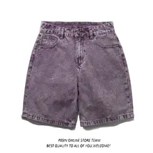 アメリカンストリートスタイルのワイドレッグデニムショートパンツ【復古風・水洗い・ゆったりデザイン】