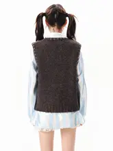 ニットベスト レディース 刺繍 キャラクター柄 ヴィンテージ カレッジ風 カジュアル 春 インスタ映え 「BOEAX」