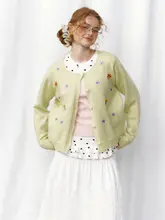 刺繍入りカーディガン【春夏向け・女性用・短丈・優しい雰囲気】