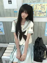 水色のセーラー服【薄荷風・夏用・JK制服】（セットアップ対応）