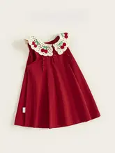可愛いチェリー刺繍の女児用タンクトップワンピース【ノースリーブ・ドロップカラー・子供用】