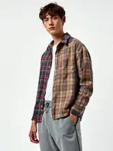 レトロカジュアルチェック柄シャツ【ロングスリーブ・襟付き・メンズ】