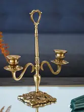 欧風クラシックインド製真鍮製テーブル用キャンドルスタンド【シンプルなデザイン・二頭型・ヴィンテージスタイル】
