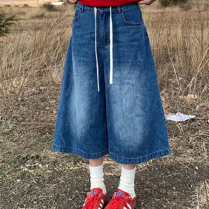 美式ヴィンテージ風デニムパンツ【女性用・ワイドレッグ・フィット・春夏向け】（セットアップ対応）