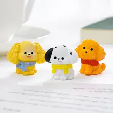 かわいいテディベアドットスカーフのミニ犬フィギュア【車内デスク用・DIY装飾アクセサリー】