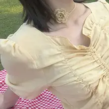 可愛い花のデザインの珍珠編み首飾り【学生向け・デイリーファッション】