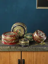 東南アジア風 木製装飾品【タイ風塗装・収納ボックス・ヴィンテージデザイン】