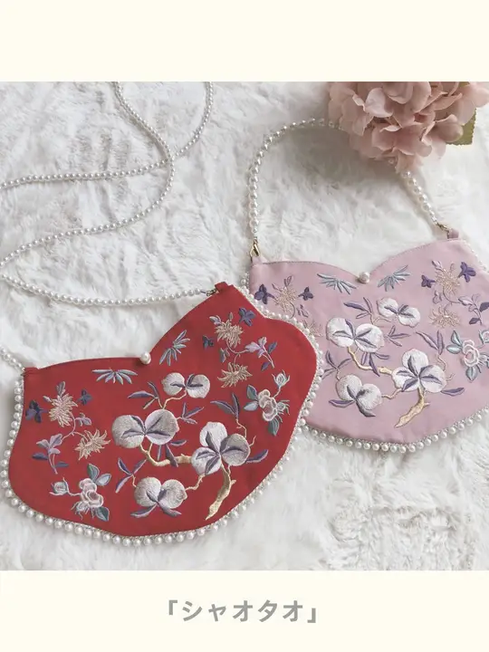 古風な刺繍小物入れ【斜め掛けショルダーバッグ・モバイル対応】