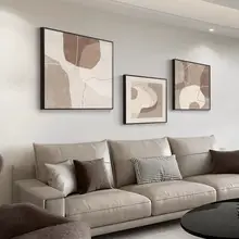 モダンシンプル リビングルーム装飾画【侘寂風・抽象アート・ソファ背景・新作レストラン用壁画】