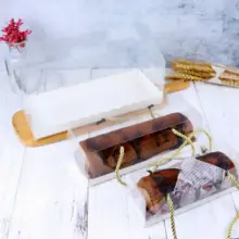 スイス風 虎皮モンローケーキ用 透明手提げボックス【全巻・半巻用・西洋スイーツ・ムースケーキ用】