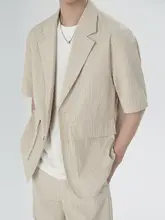 メンズ夏用カジュアルスーツセット【ゆったりフィット・ショートスリーブ・ショートパンツ・テクスチャー仕上げ】