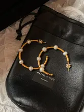 天然淡水パール ゴールドフープピアス【エレ��ガントなデザイン・小ぶり・高級感】