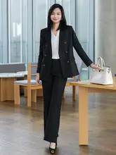 通勤ビジネス向けの高級感ある女性用ジャケット【長袖・ダブルブレスト・フォーマル】（セットアップ対応）