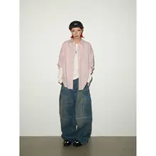 ストライプデザインのカジュアルロングスリーブシャツ【男女兼用・ゆったりシルエット】