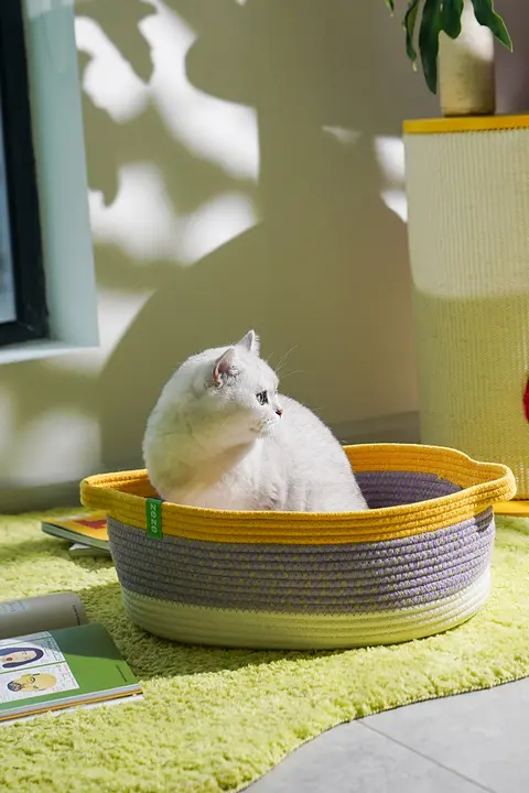 猫のベッド ペット用 四季対応 手作りのコットン糸 編み込み 洗濯可能