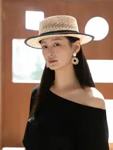 高級感ある手編みの平頂草帽【フレンチスタイル・夏用・優雅なデザイン・日よけ帽子】