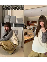 魅力的なカラーコンビネーションドット柄長袖トップス【フレンチ風・円形ネック・フィット感あり】