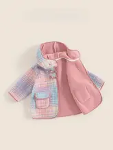 キュートなフード付きレインボー毛フェルトコート【子供用・冬・カジュアルデザイン】