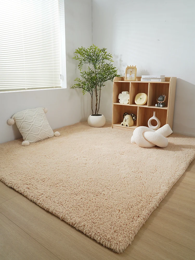厚手羊毛フランネルラグマット ベージュ 200×200センチメートル 韓国カフェ風部屋に合う色