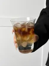 広口デザインのアイスアメリカーノグラス【シンプル・透明ガラス・冷飲用】