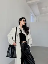 高級感あるダブルコート【ロング丈・女性用・立ち襟・ゆったり・高身長対応】