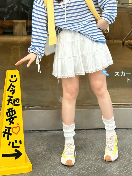 韓国風 ピュアで可愛い レースフリルケーキスカート